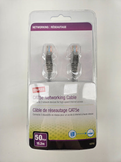 50FT Cat5e Ethernet Patch Cord Grey LAN Internet Cat 5e Cable RJ45 Router Cord