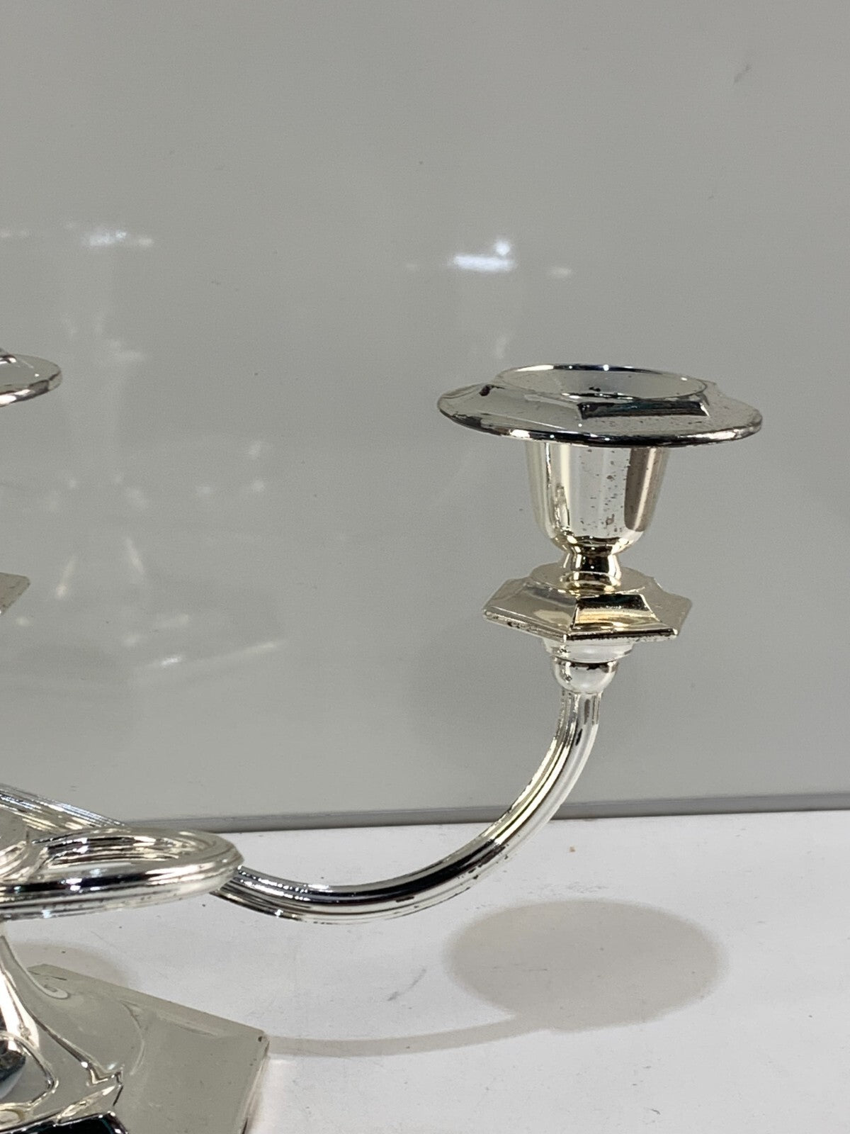 Vintage silver steel ornate candlestick holder 3 Arm Candle Holder