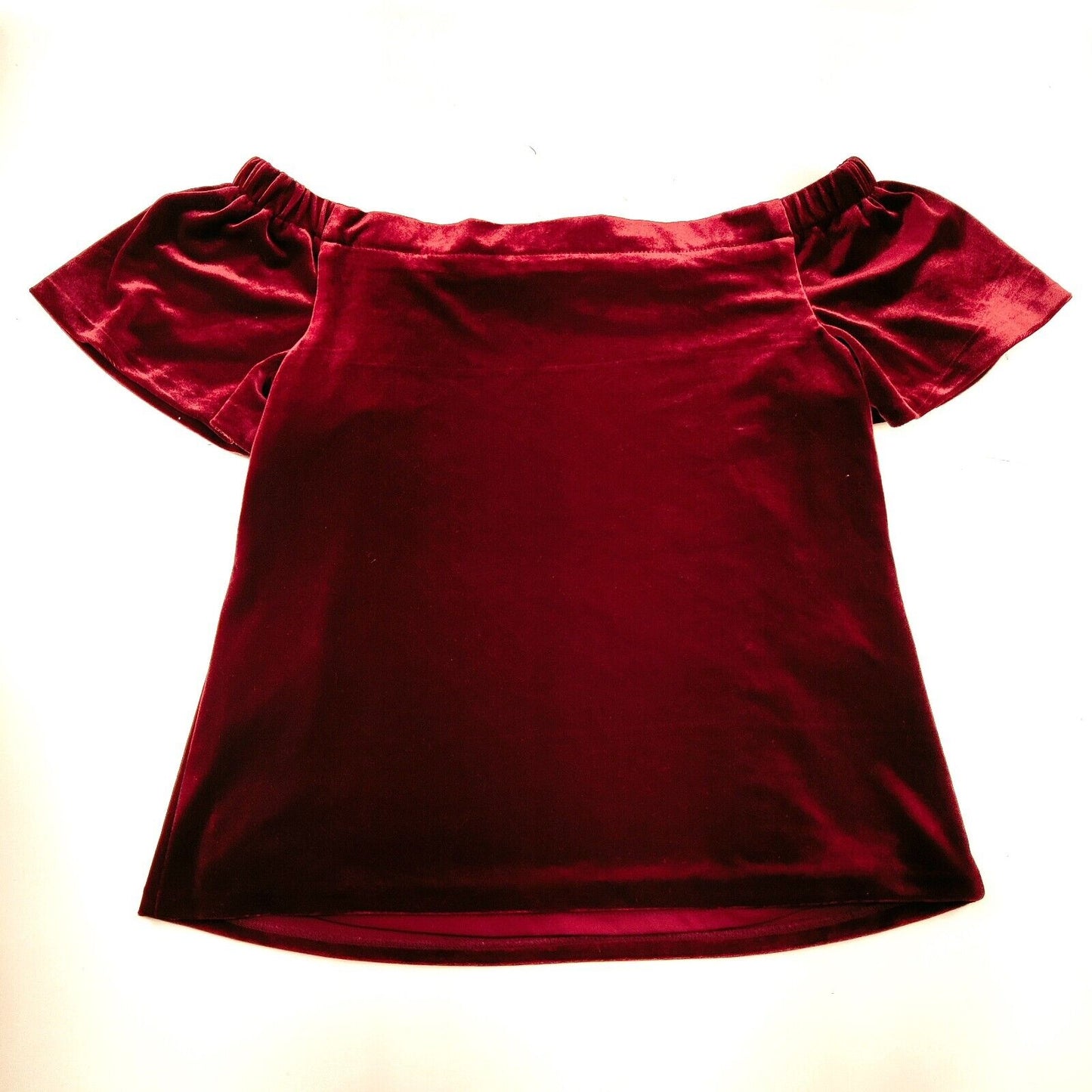 White House Black Market Red Velvet Off-the-Shoulder Shirt Size XS