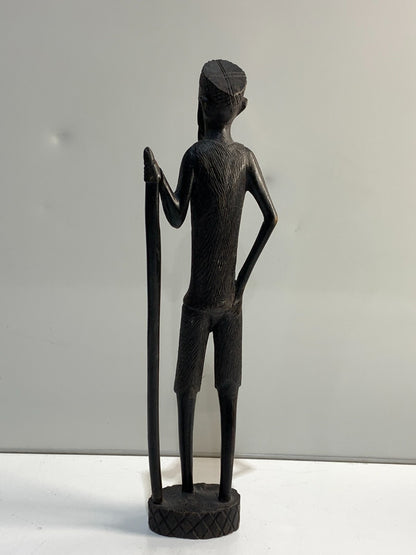VINTAGE WOOD SCULPTURE - MOTIVE MAN WITH CANE - AFRICA/KENYA