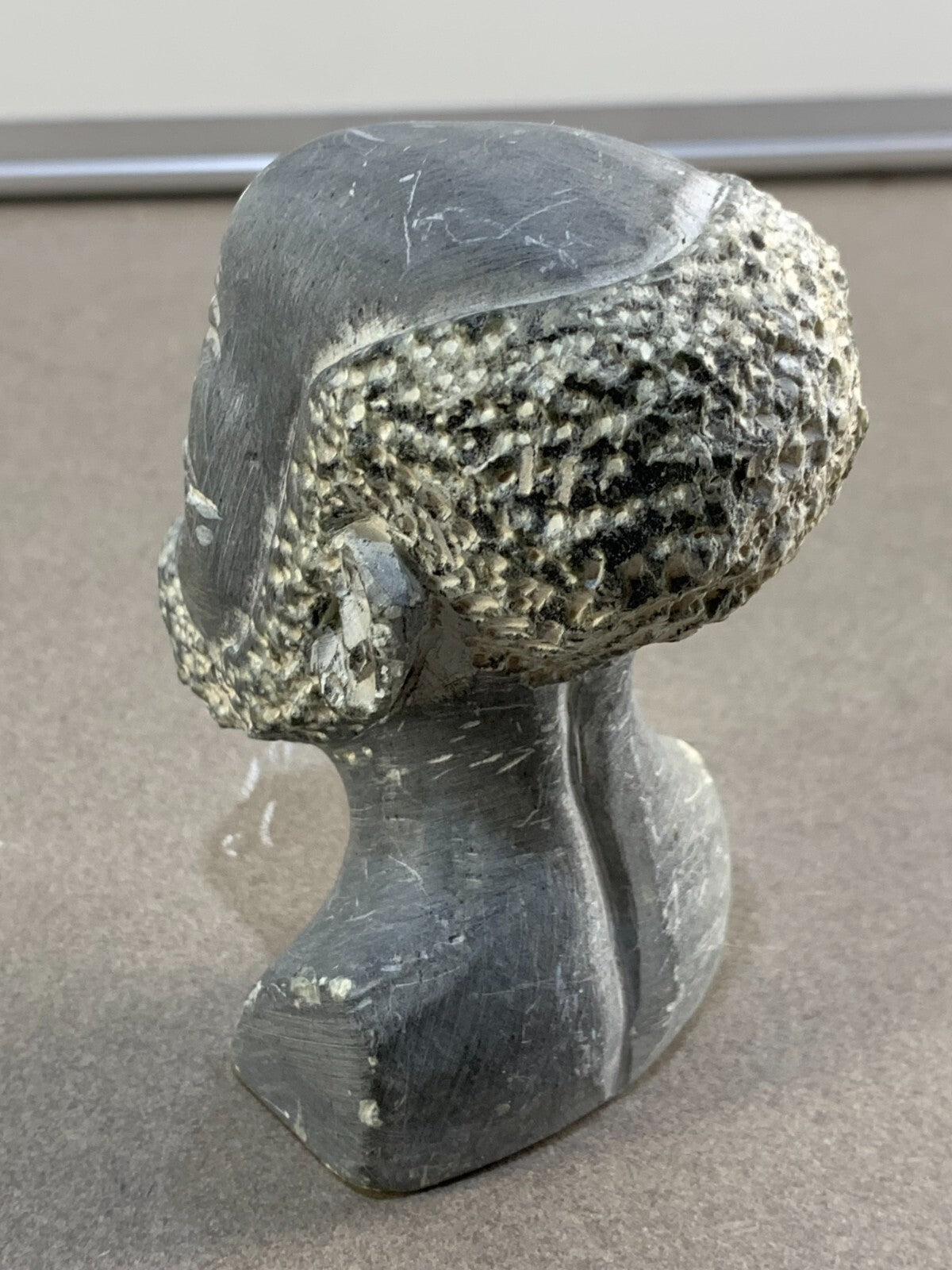 Vintage African Artisan Hand Carved Soapstone Art Sculpture Statue Bust Man
