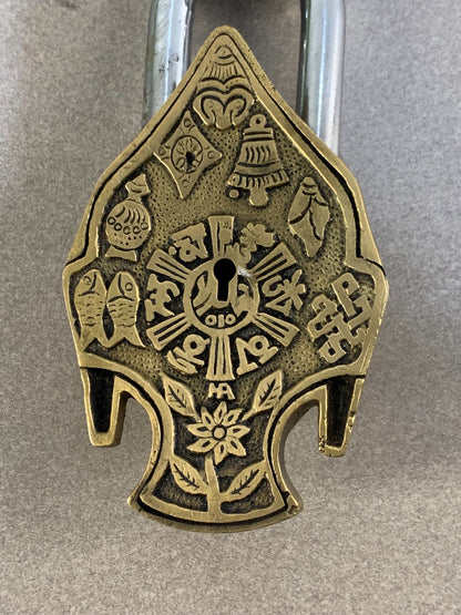 Buddha Shape Door Lock Antique Style Handmade Brass Padlock with Working Keys
