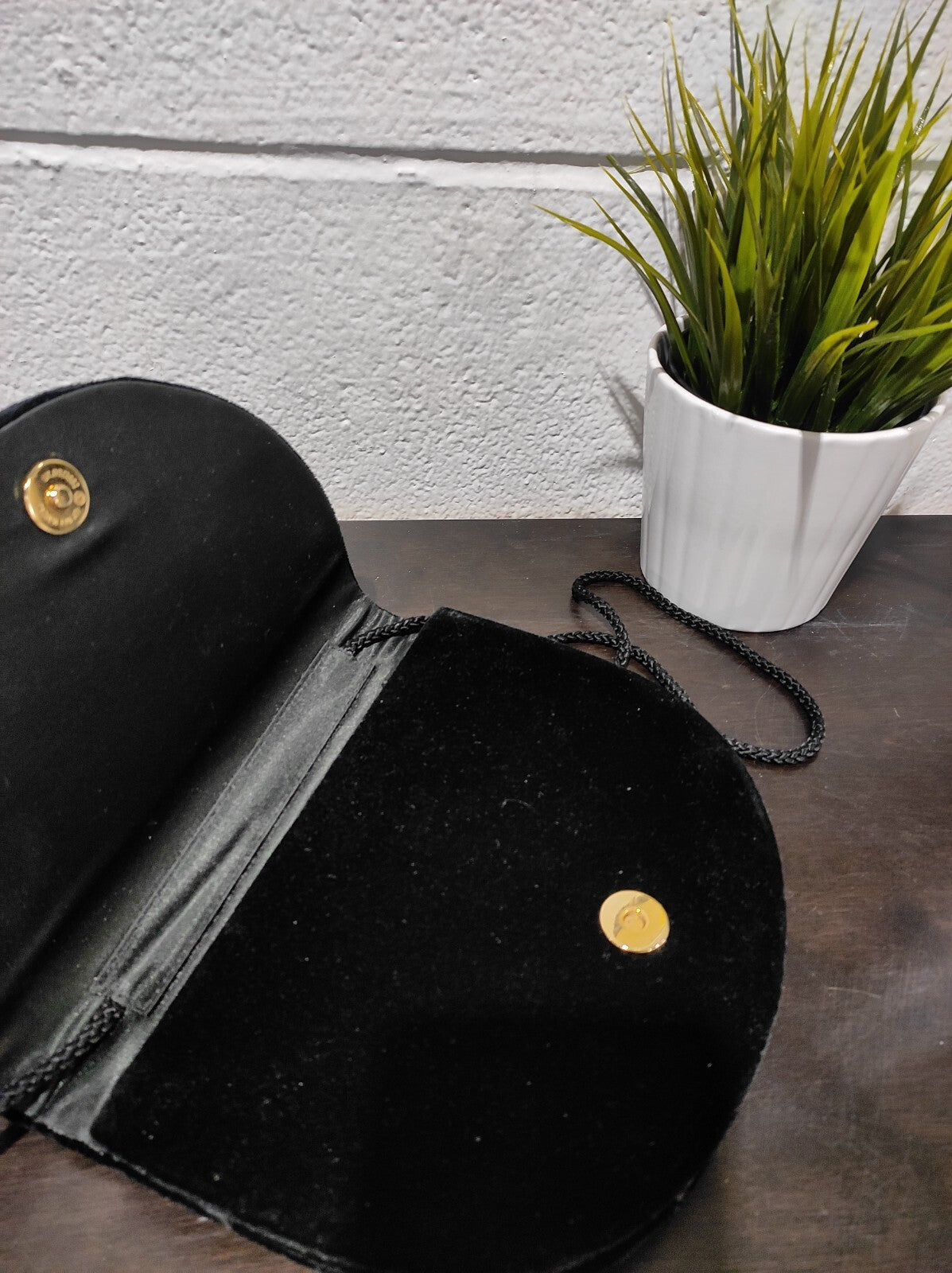 Carolyne Barton Night Black Velvet Evening Bag Purse Clutch