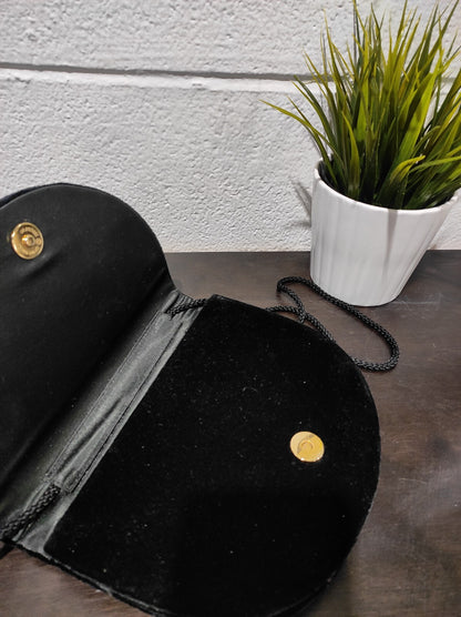 Carolyne Barton Night Black Velvet Evening Bag Purse Clutch