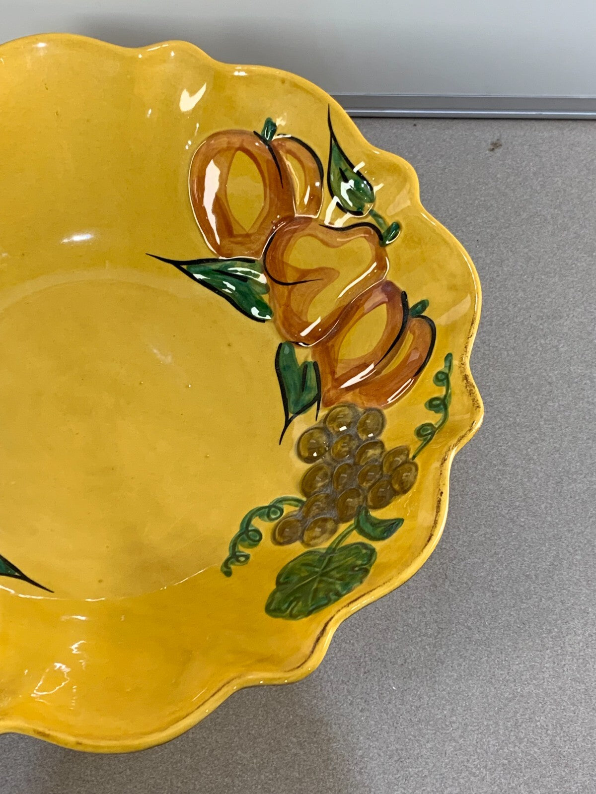 California 2008 Pottery Serving Bowl Round Yellow Glazed