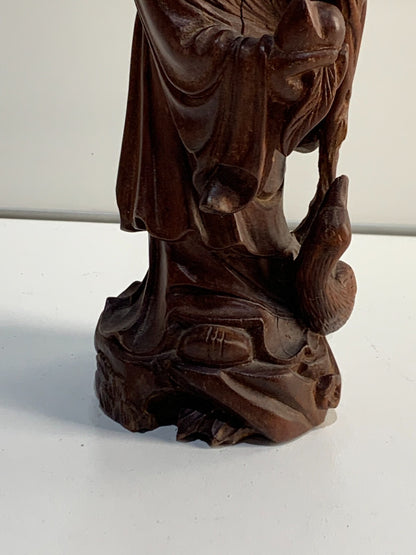 Vintage Oriental Chinese Hand Carved Wood Old Main Figure/ Statue
