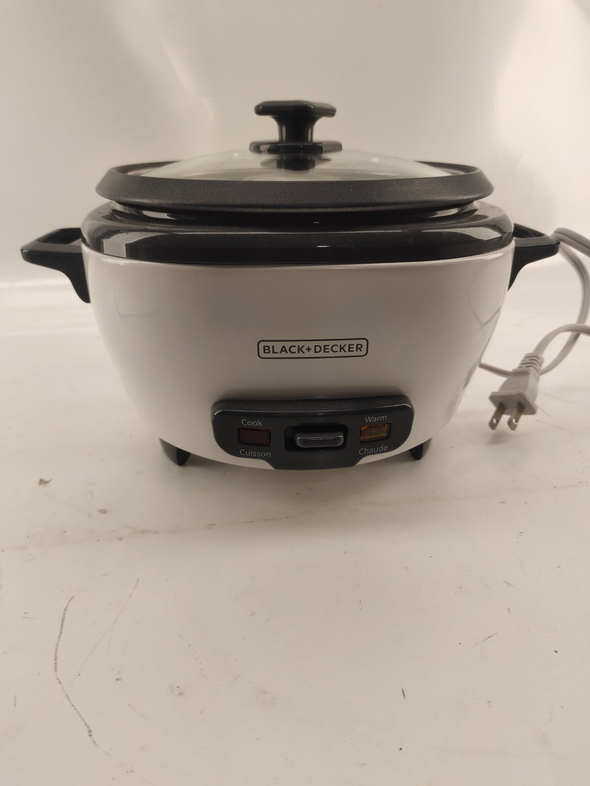 BLACK+DECKER 3-Cup Electric Rice Cooker with Keep-Warm Function, White