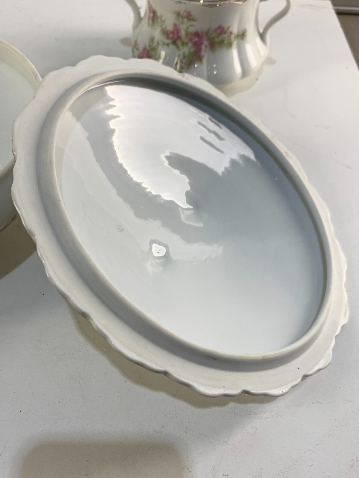 Vintage O&EG Royal Austria Round Serving Dish & Covered Sugar Bowl