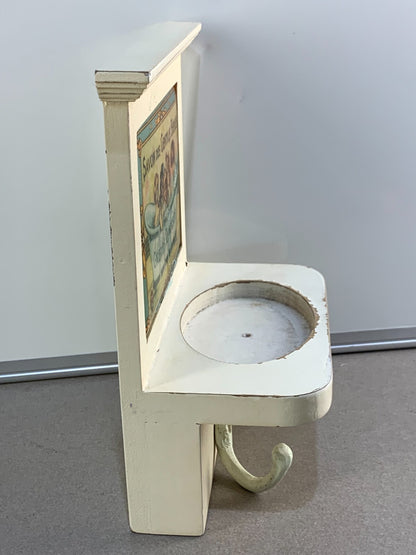 French Savon Des Gentils Bebes Small Wood Shelf W/ Tile Display and Coat Hangers