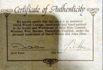 1982 John Hine Ltd David Winter Cottage BROOKSIDE HAMLET W/ authentication