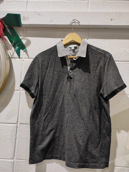 Calvin Klein Liquid Touch Polo Shirt Men's Size L Gray Micro Stripe Casual