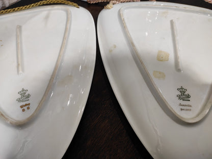 Alka Kunst Porcelain Plate Triangular  Wall Hanging Bavaria Set of 2