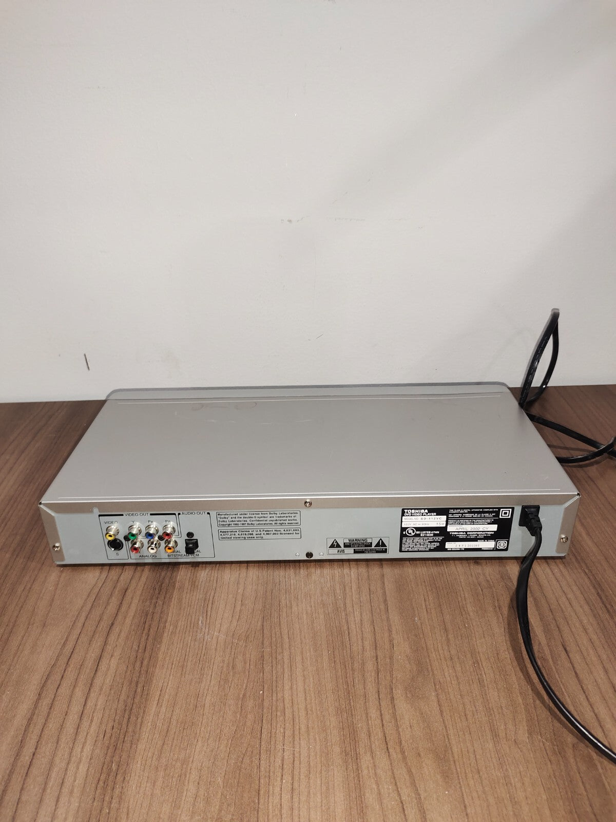 Toshiba SD-412V DVD Player - No remote or Manual - Tested & Working!