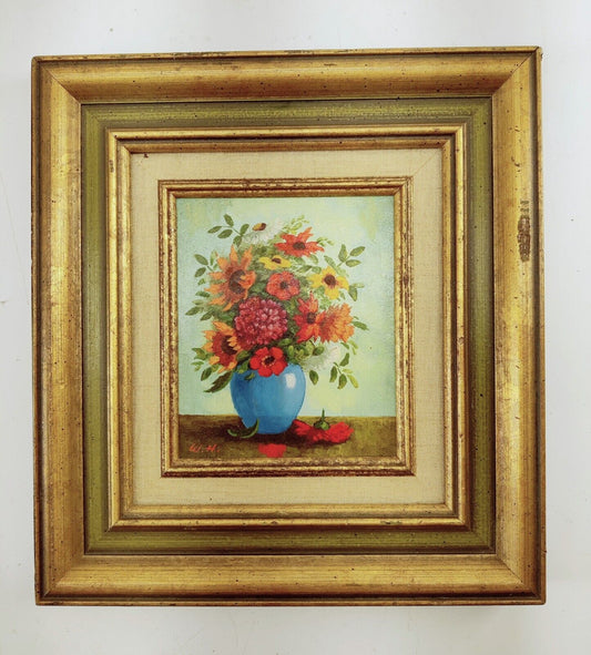 William Harisch (1914-1967) Signed Small Oil Painting Still Life Flowers