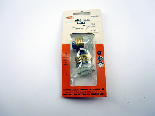 Box of 2 Eatons Leviton Glass Plug Fuse 25A