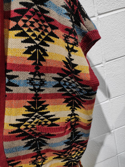 American Eagle Outfitters Women's M Southwestern Fringe Blanket Poncho Sweater