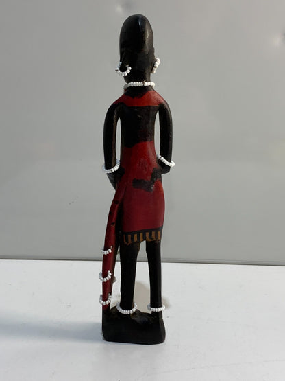 African Art - Maasai Warrior Hand Carved Wood Statue Sculpture.