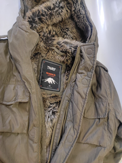 Aritzia TNA Niseko Heritage Series Parka Jacket Women XS green Faux Fur Lined