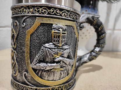 Ebros Medieval Crusader Knight Of The Cross Mug Armor Suit Large Tankard Mug