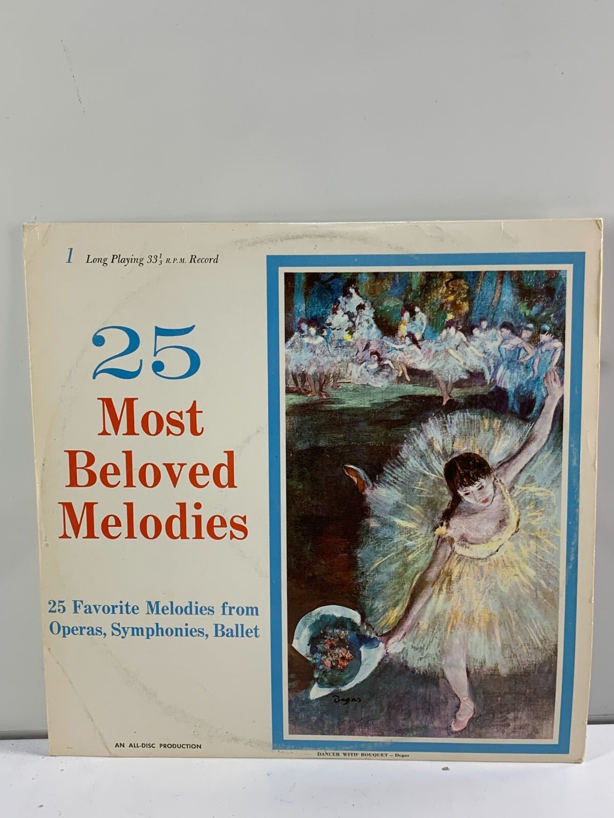 33 RPM LP Record 25 Most Beloved Melodies All-Disc Production SBMN Mozart Chopin
