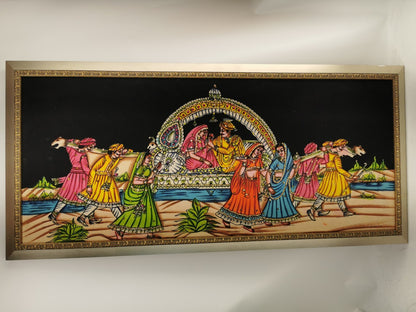Embroidered Rajputan Rajasthani Indian wedding Handmade wall hanging with Sequin