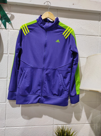 Adidas Originals Track Jacket Purple Neon Green 3 Stripe Full Zip Women's L