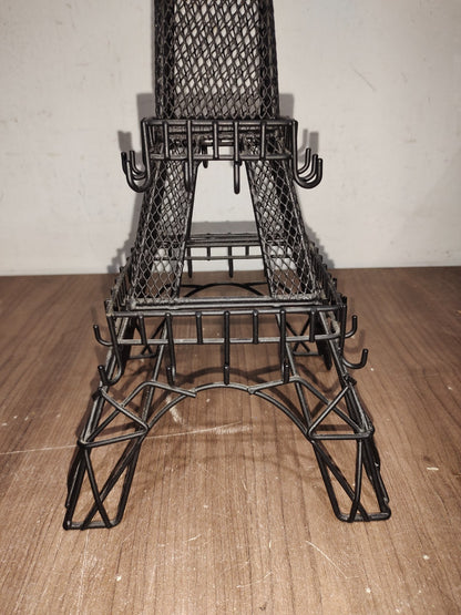 Jewelry Stand Black Metal 32 Hooks for Necklace & Bracelets - Eiffel Tower Paris