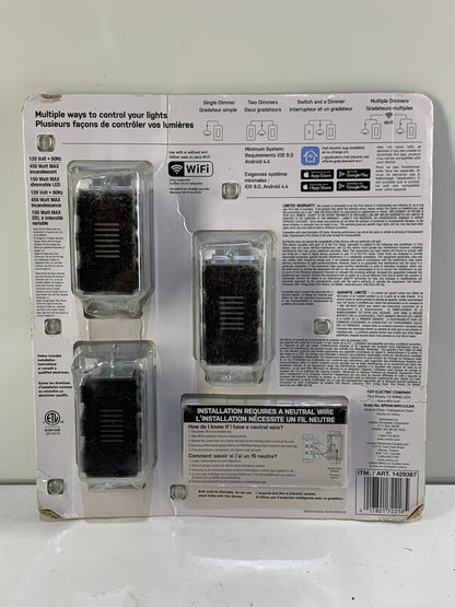 Feit Wi-Fi Smart Dimmer Works with Google Alexa Siri 3 Value Pack