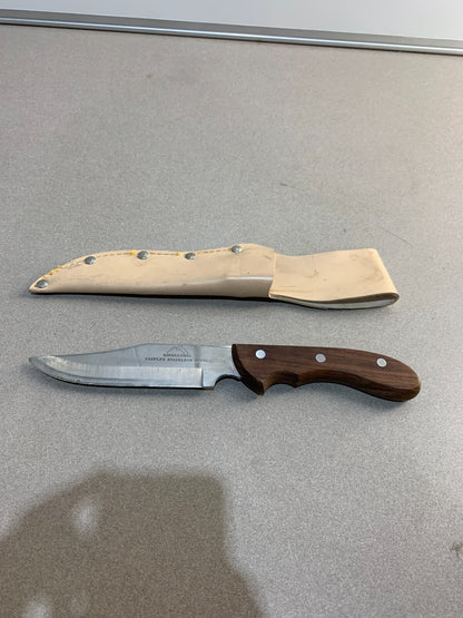 Vintage Santa Fe Triplex Stainless Steel Fixed Blade Knife W/Sheath