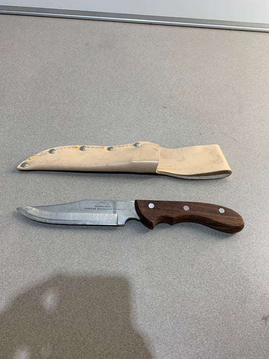 Vintage Santa Fe Triplex Stainless Steel Fixed Blade Knife W/Sheath