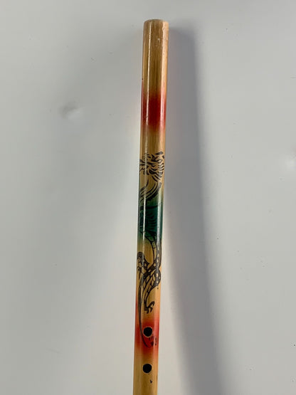 Colorful Bamboo Wood Flute with Dragon Graphics Japan Souvenir