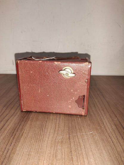 1910 AGFA ANSCO Red Box 4x6.5cm 127 rollfilm Dollar Camera Burgundy Kiddie