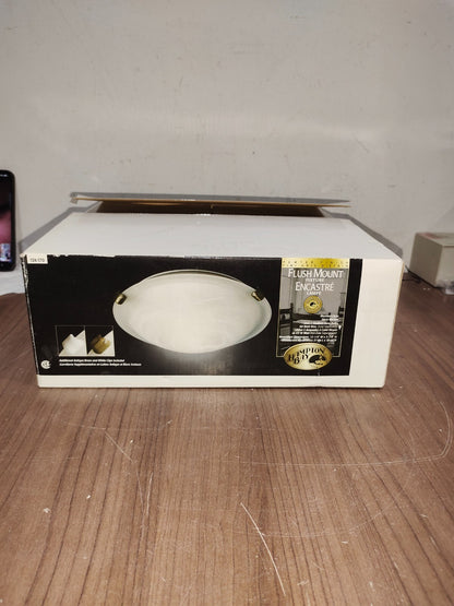 New Hampton Bay 16" Flush Mount Ceiling Light With White Marbled Glass