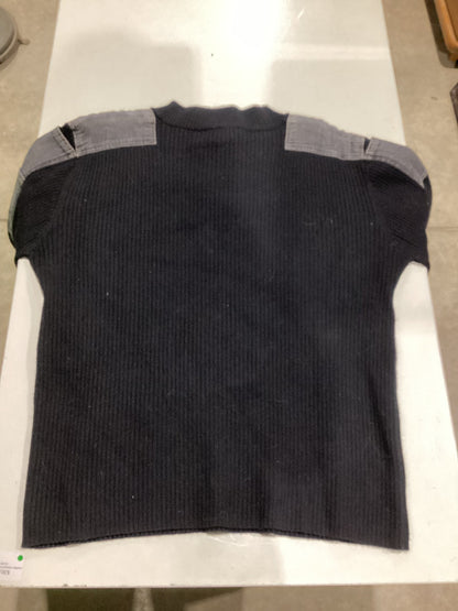 Black Sweater With Denim Details on the Shoulder