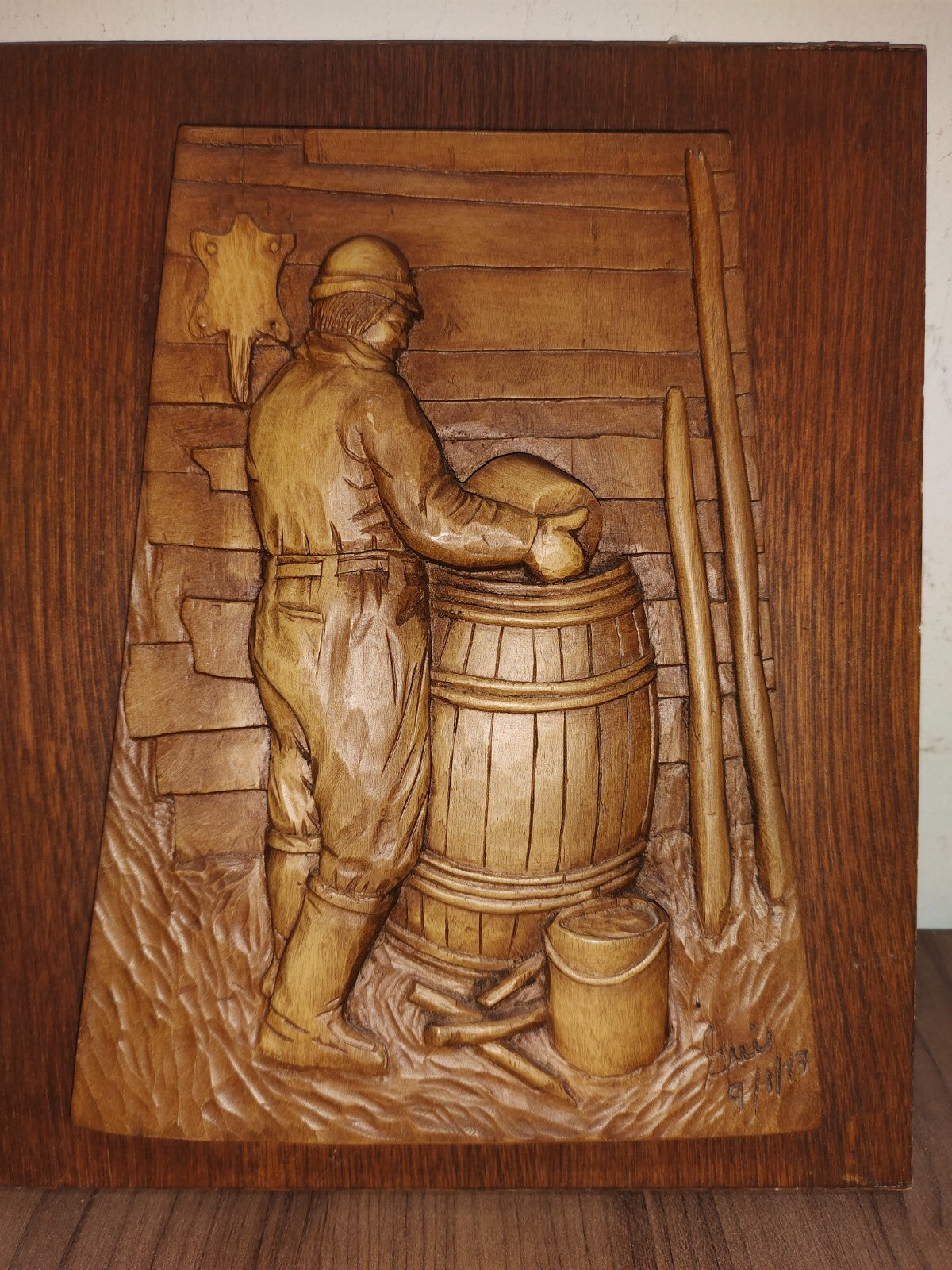 Vintage Wood Carved Painting - Antique