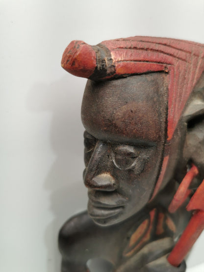 Carved Wooden African Man and woman Profile Wall Art decor collectible face art