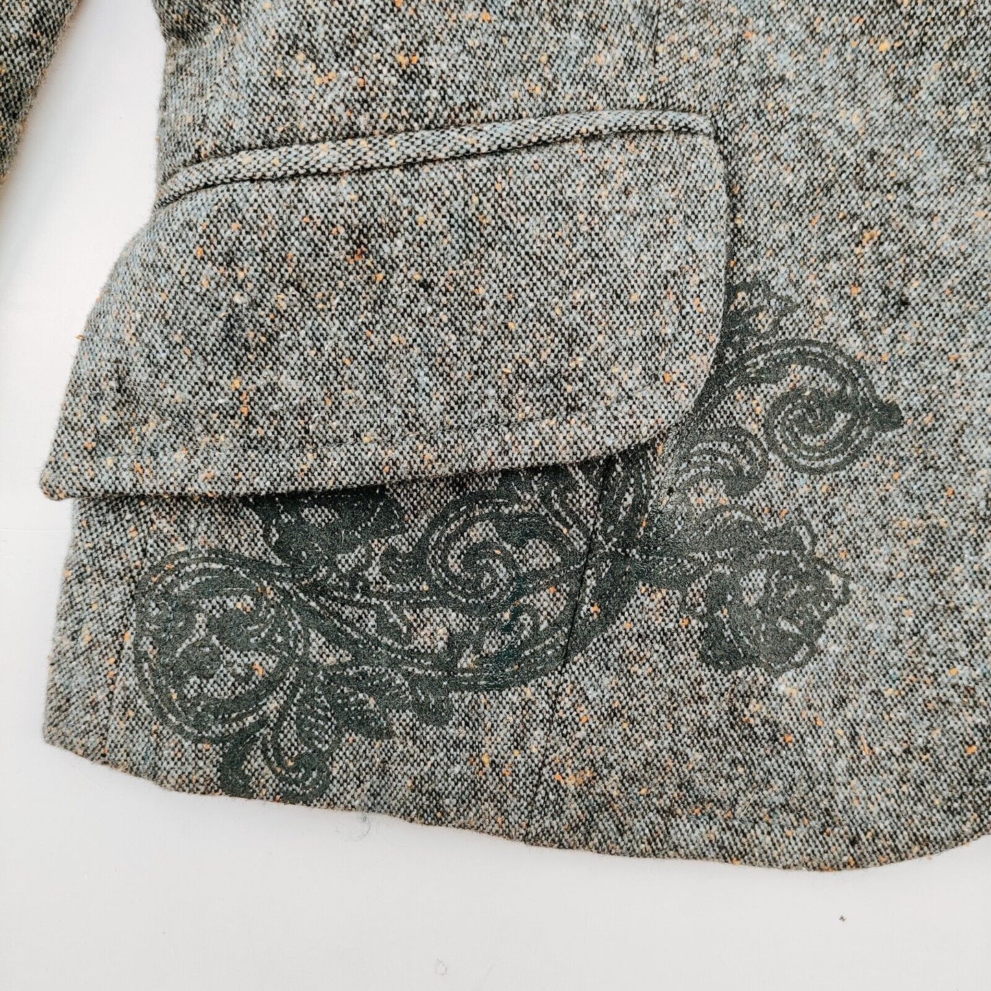 Jacob Y2K Blue Tweed Blazer Paisley Design