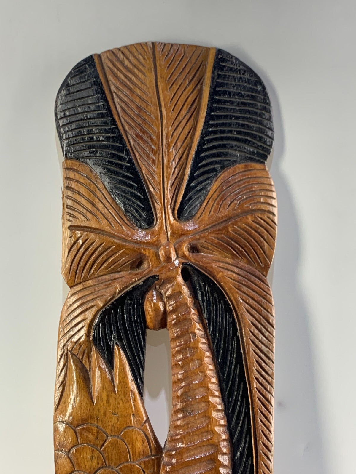 Vintage Hand Carved Jamaica Folk Art Palm Tree Wooden Wall Hanging Board