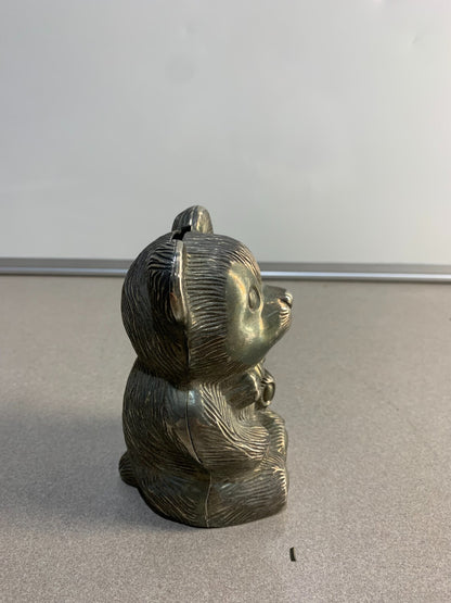 Vintage Hong Kong Bear Silver Plated Money Box Piggy Bank