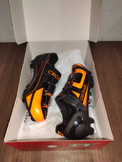 Crono CX-3 17 Mountain Bike Gravel BMX Shoes - Black Orange - Size - 38 (EUR)