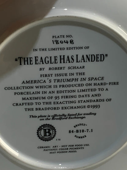 Apollo 11 Bradford Exchange 25Th Anniversary Collectors Plate- With Patch Rare