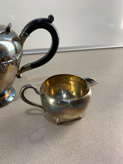 Wm. A Rogers Silver Plated Coffee or Tea Pot Sugar Bowl and Creamer Serve Set