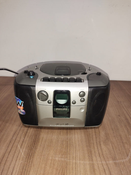Philips Magnavox AZ1101 /17 CD Radio Cassette Recorder Boombox Grey