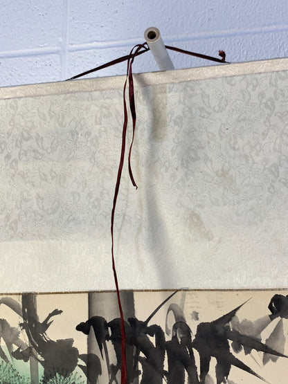 Rare Chinese Scroll Painting Bamboo & Plum Blossom – Calligraphy by Ding Yanyong
