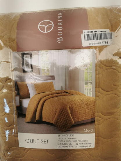 BOURINA Embroidery Quilt Set Coverlet Set 3-Piece Microfiber Bedspread Included