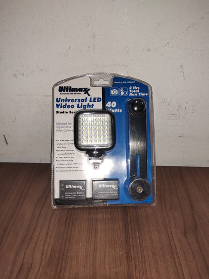 ULTIMAXX Professional Universal LED Video Light Kit with 2 Batteries and Bracket