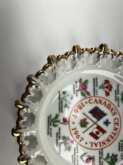 “CANADA’S CENTENNIAL-1867-1967" Province’s Flowers-Gold Scalloped Rim-Col. Plate