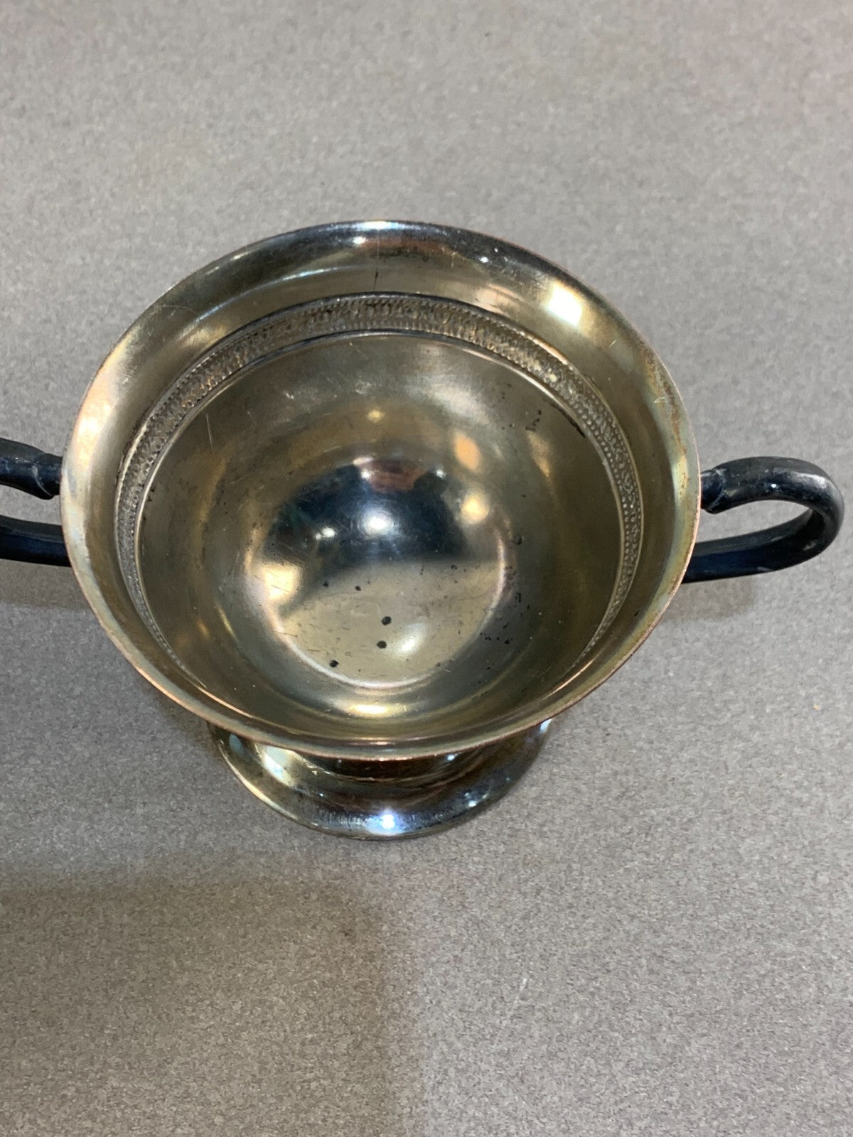 Creamer & Sugar bowl lined with copper EPO with M. Mounts rare antique