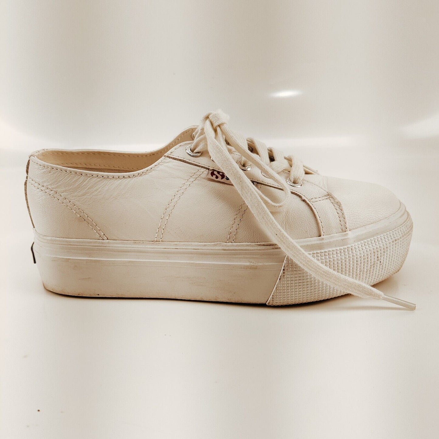 Superga 2790 White Leather Platform Sneakers Women's Size 4.5