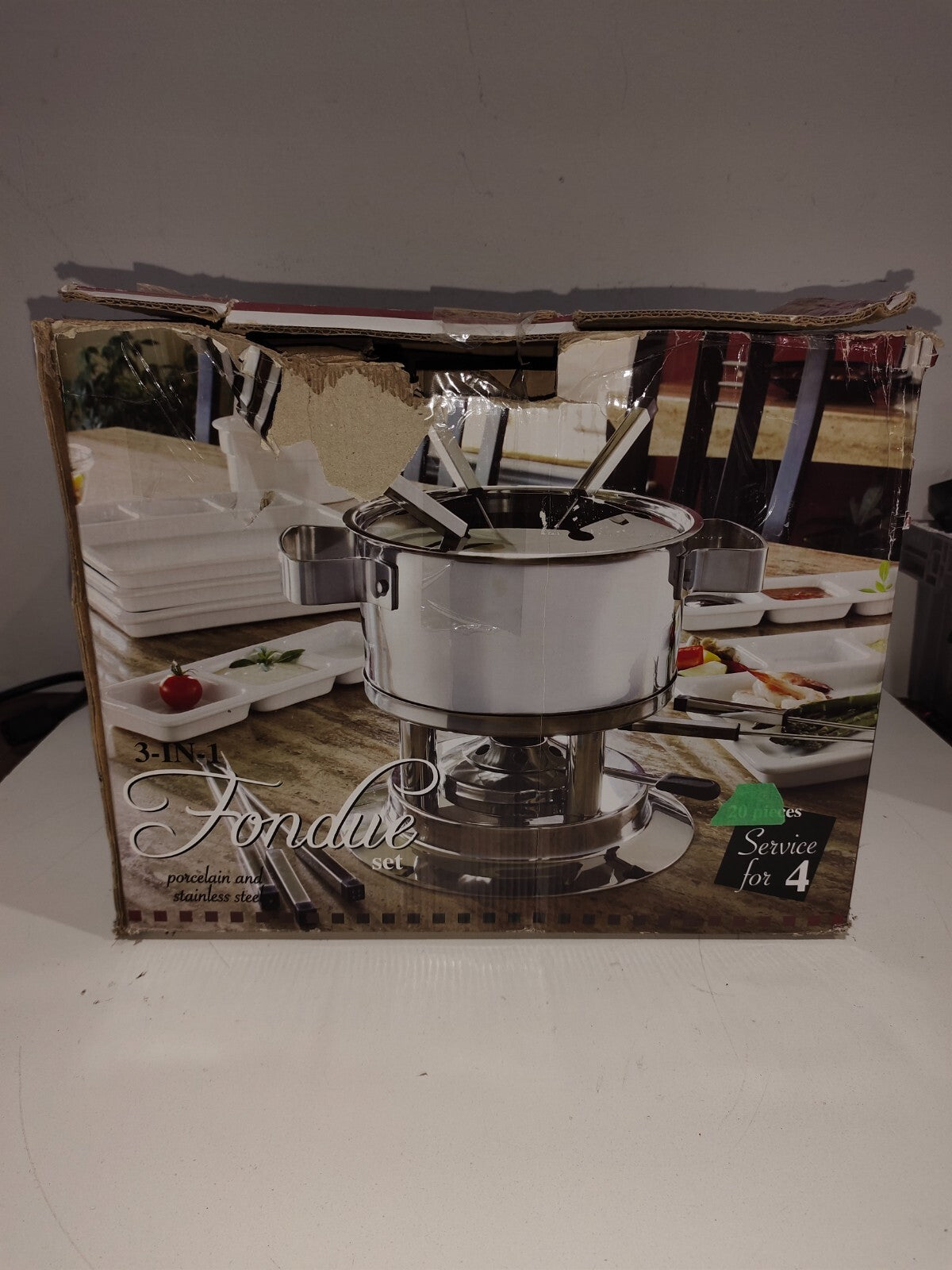 Fondue Set Porcelain and Stainless Steel - 3 in 1